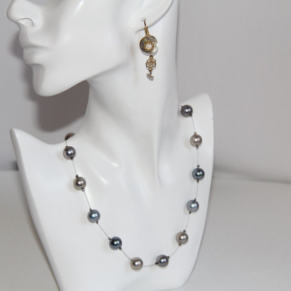 Vintage Carolee Glass Pearl Necklace & Earrings